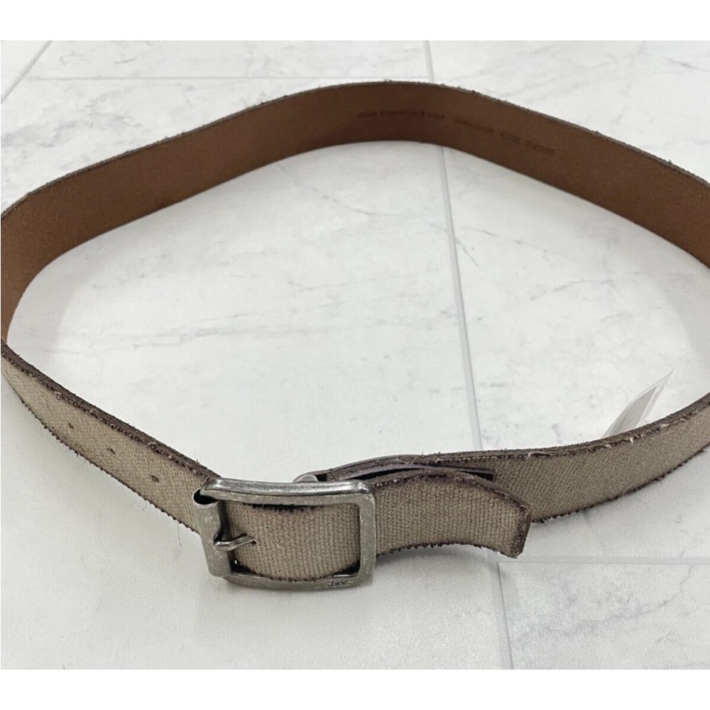 John Varvatos Men's Tan Canvas Belt with Silver Buckle - Picture 4 of 14